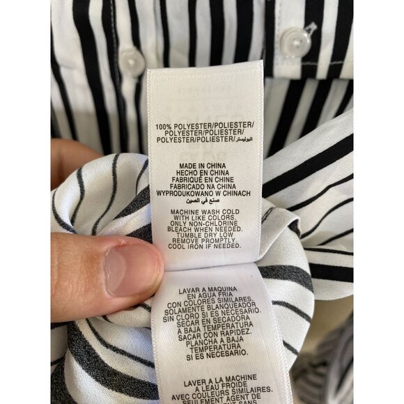 Jones New York Signature Womens Black White Striped Button-Down Shirt Large NEW - Picture 6 of 8